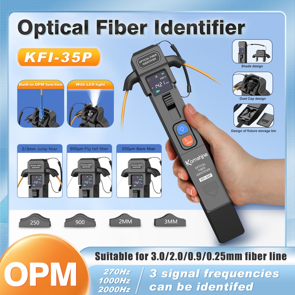 Komshine Fiber Identifier FTTH Fiber Optic Cable Tester W/ OPM/VFL Function