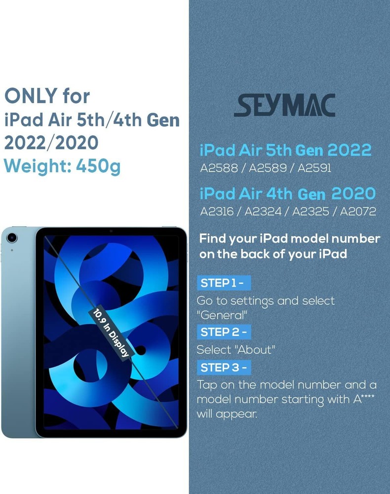 For iPad Air 5th/4th Generation 10.9" Case Shockproof / Glass Screen Protector