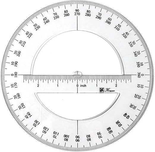 360 Degree Protractor Ruler 6 Inch Round Circle Protractor for Math Geometry