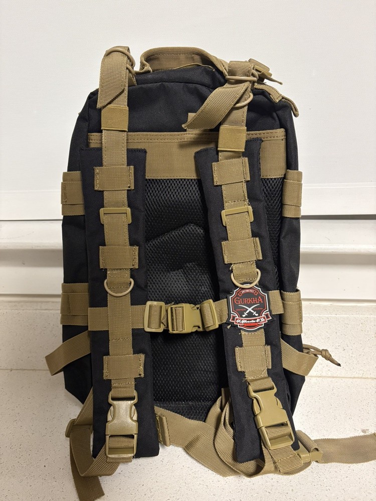Gurkha Cigars Tactical Backpack Black/Tan Multiple Pockets EUC