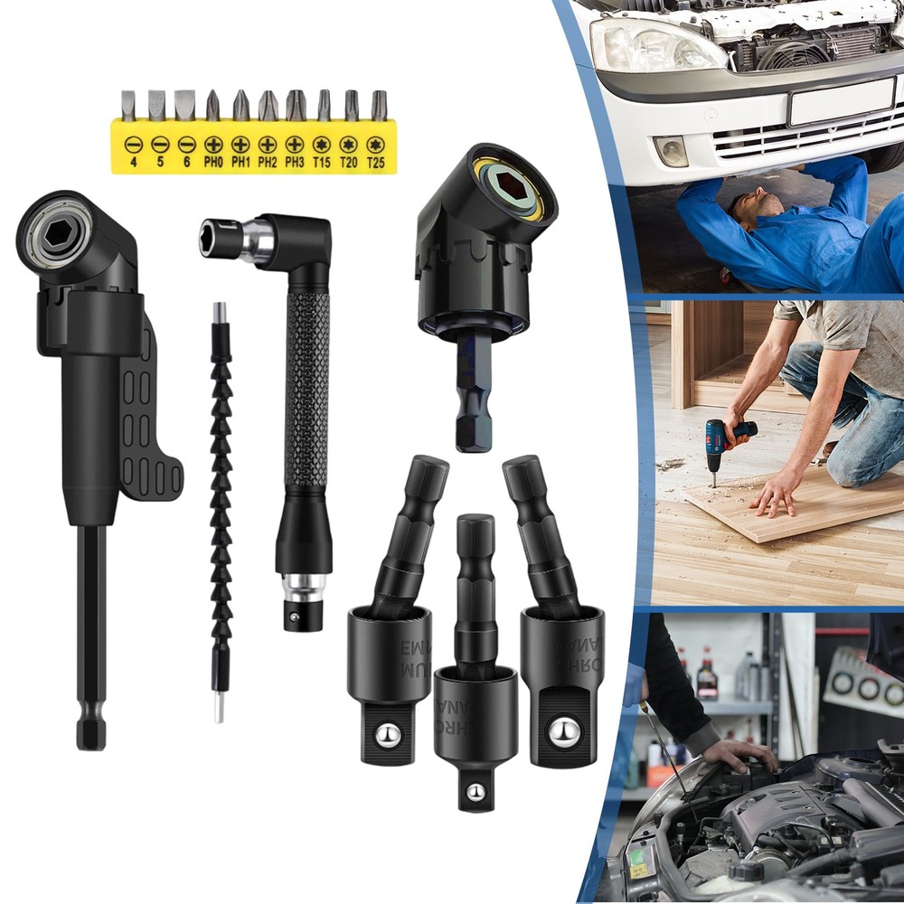 105 Degree Right Angle Drill Socket Adapter Flexible Shaft Extension Bit Drivers