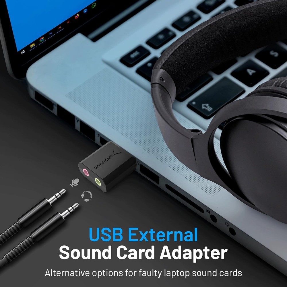 USB External Stereo Sound Adapter - Plug and Play for Windows & Mac Users