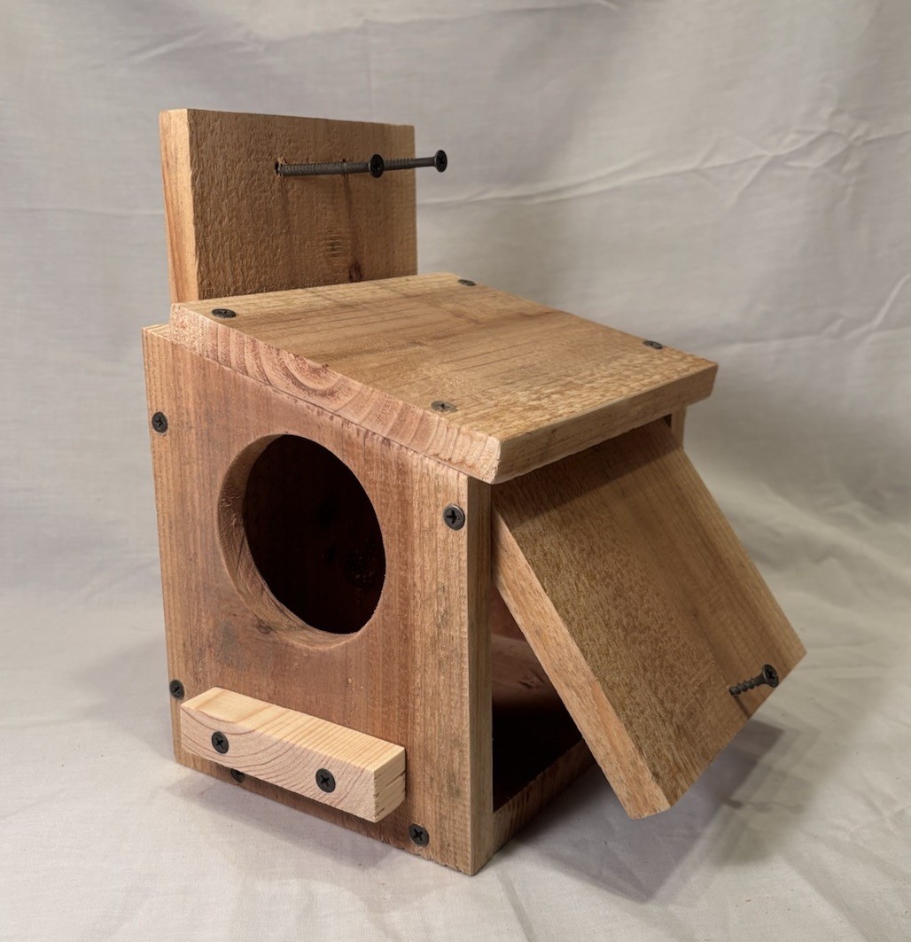 Solid Cedar Backyard Squirrel House Nesting Box - Fully Installed Wood Wildlife