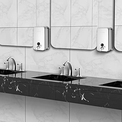 interhas! Commercial Soap Dispenser, Wall Mount, 304 Vertical Matte Silver