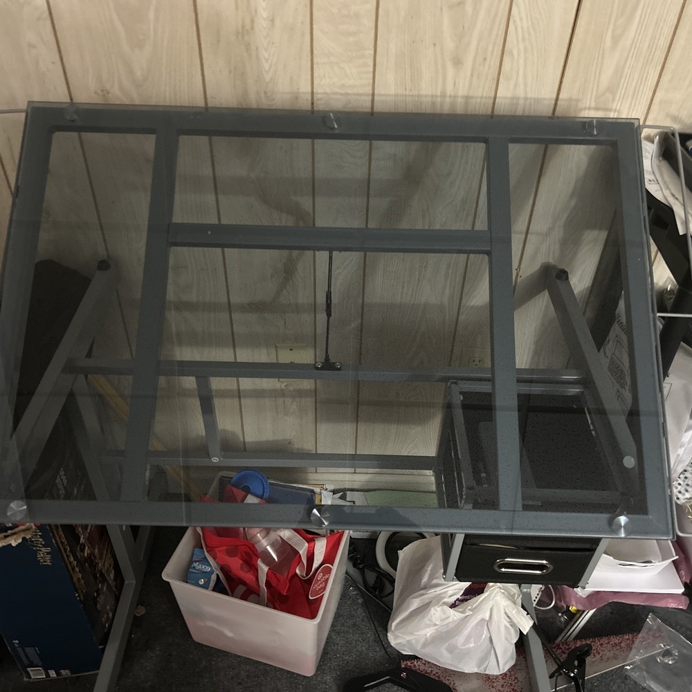Adjustable Drawing Drafting Table with Tempered Glass Art Work Station