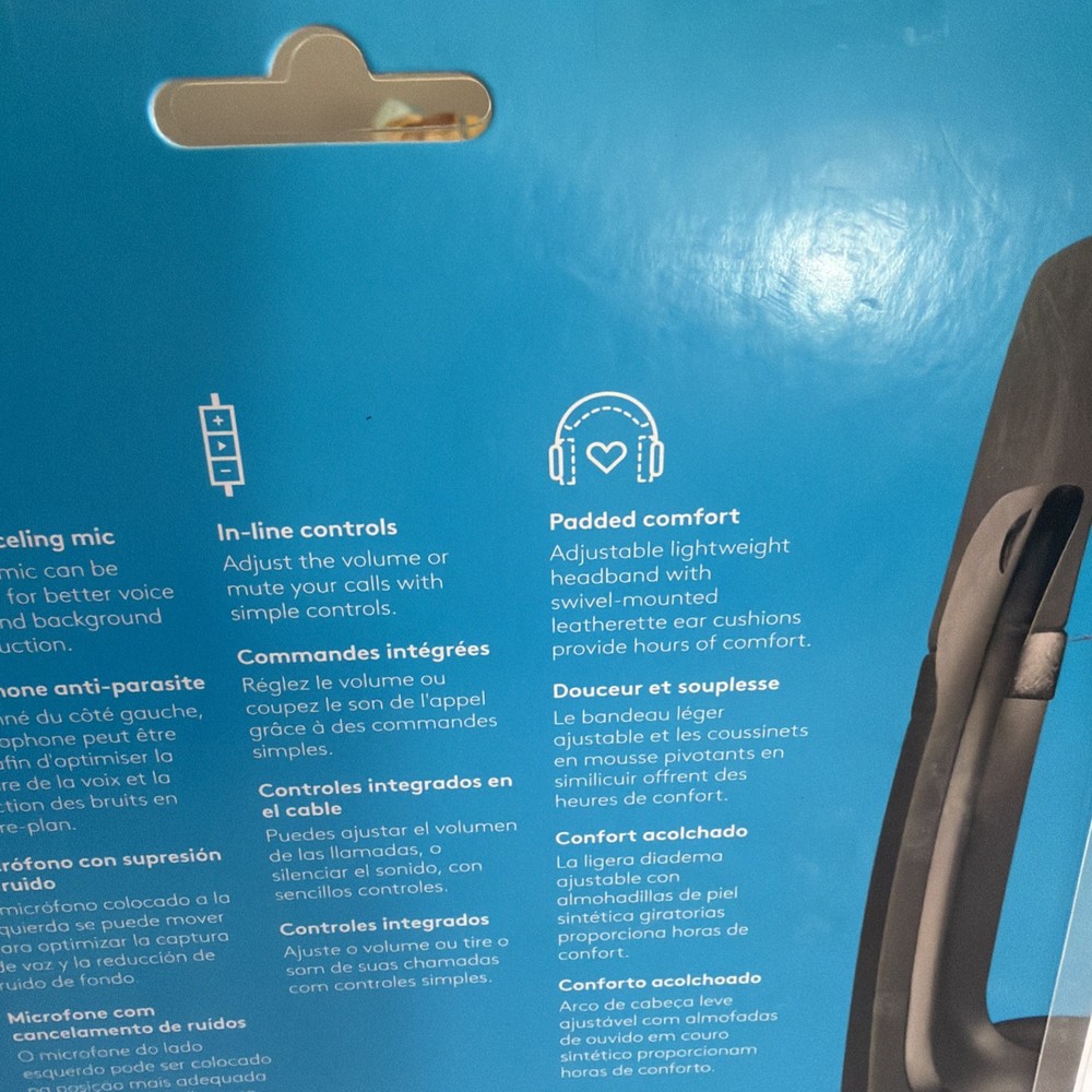 New- Logitech H390 Black Over the Ear USB Headset
