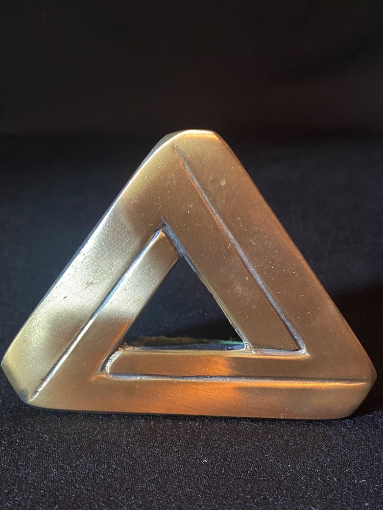 Vintage Comstock Mining Co Brass Triangular Figurine Paperweight