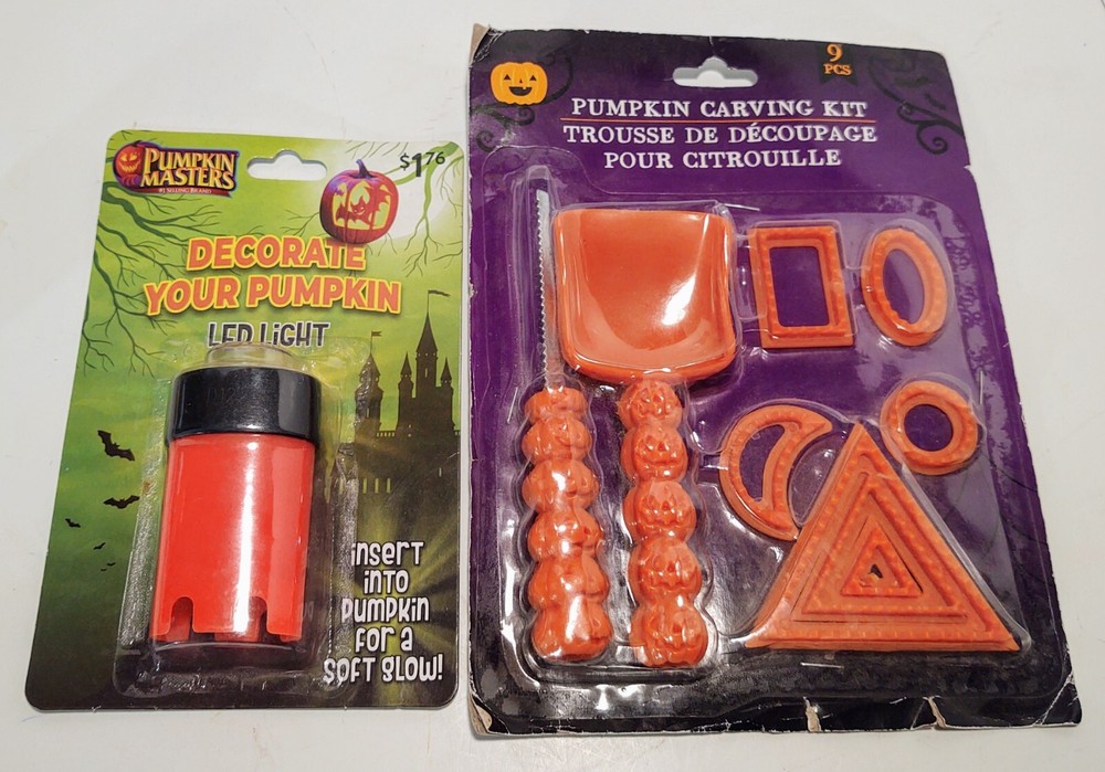 Pumpkin Masters Carving Kit Pattern Book & Pumpkin Pro Stencils & LED Light