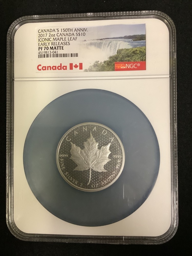 2017 Canada 2 oz Silver $10 Iconic Maple Leaf NGC PF 70 Matte