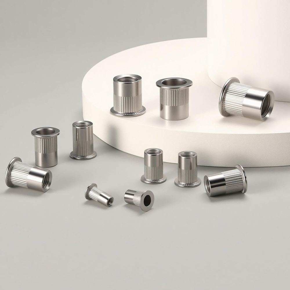 75Pcs Rivet Nut M8 Stainless Steel 304 Flat Head Rivnut Threaded Insert Nutsert