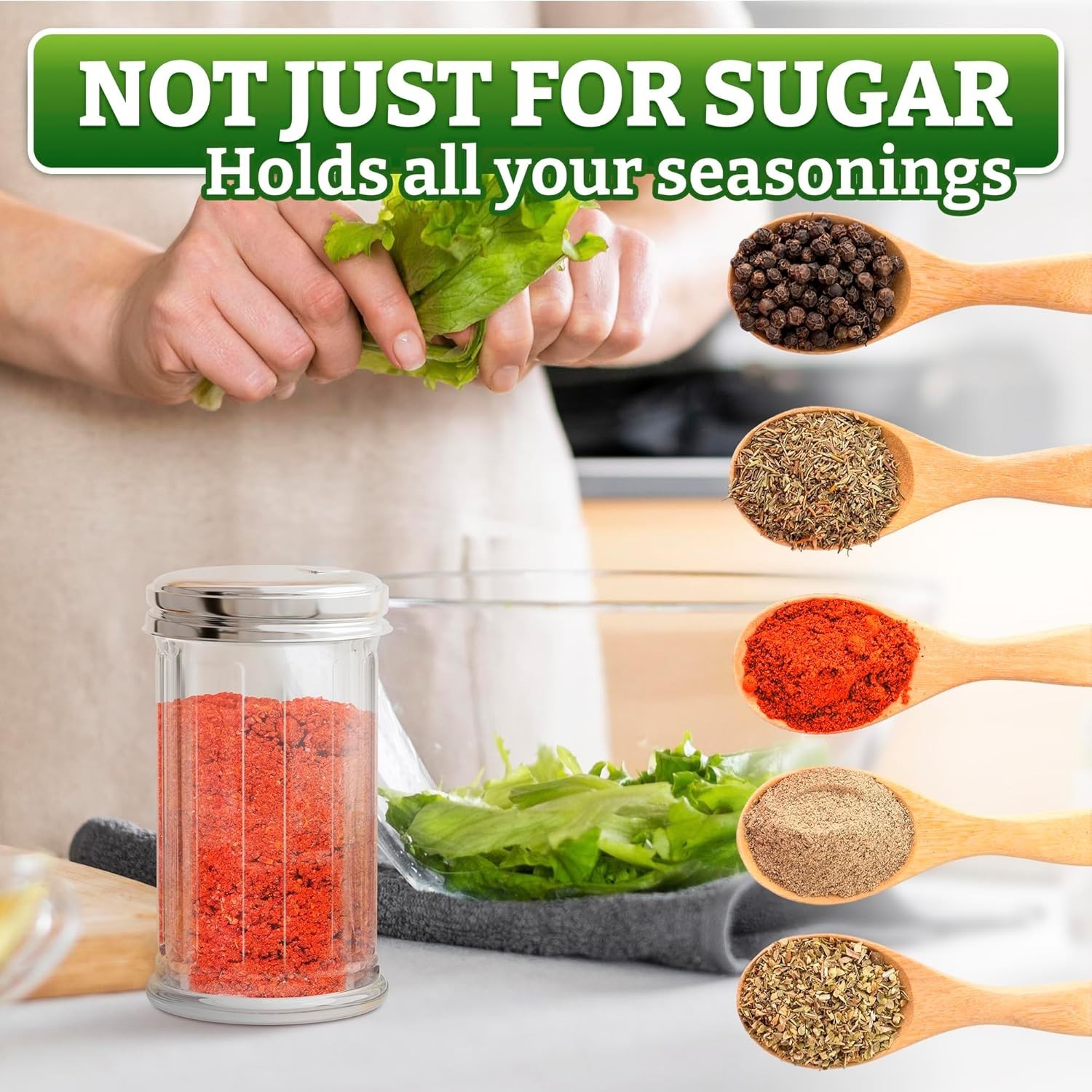 Glass Sugar Dispenser Container with Lid - Sugar Containers for Countertop Kitch