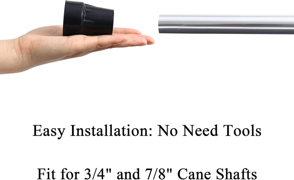 Rubber Cane Tips 7/8 Inch Cane Tips Replacement, Black, 2Pack