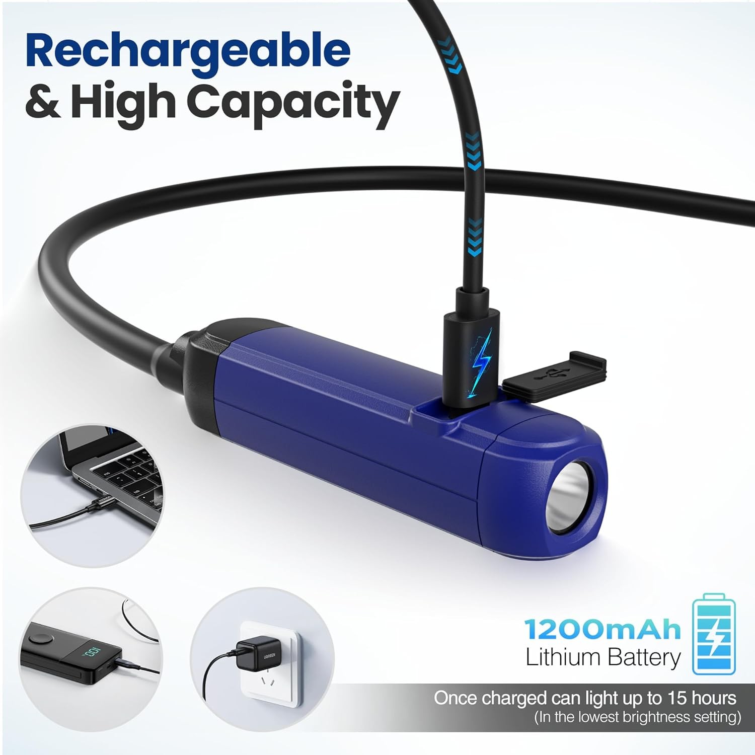 WORKPRO 300LM Rechargeable Neck Light Hands-Free 3 Brightness Level Bendable Arm