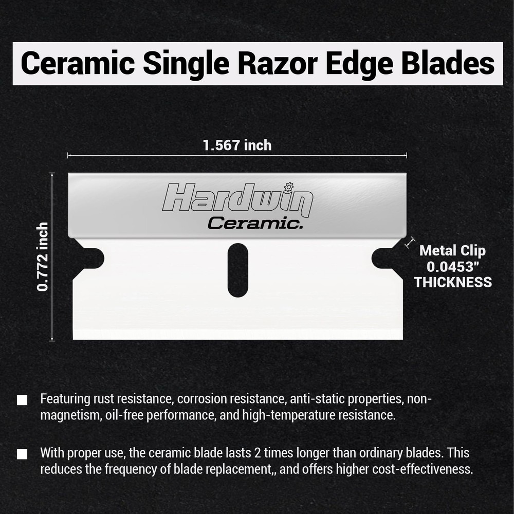 5-Pack Ceramic Single-Edge Razor Blades, Blades for Razor Blade Scraper Tool,...