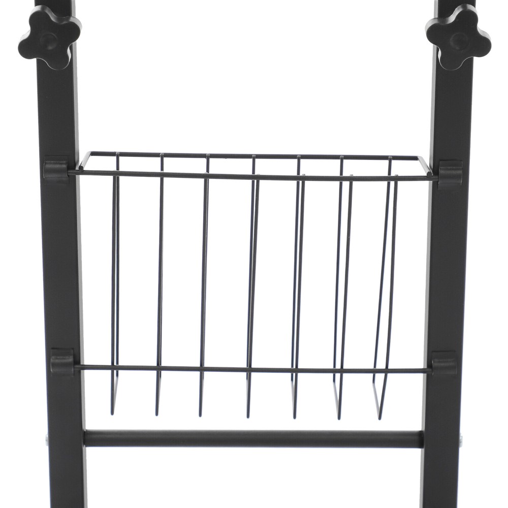 Height-Adjustable Teak Side Table with Wheels - 2 Tiers for Easy Storage