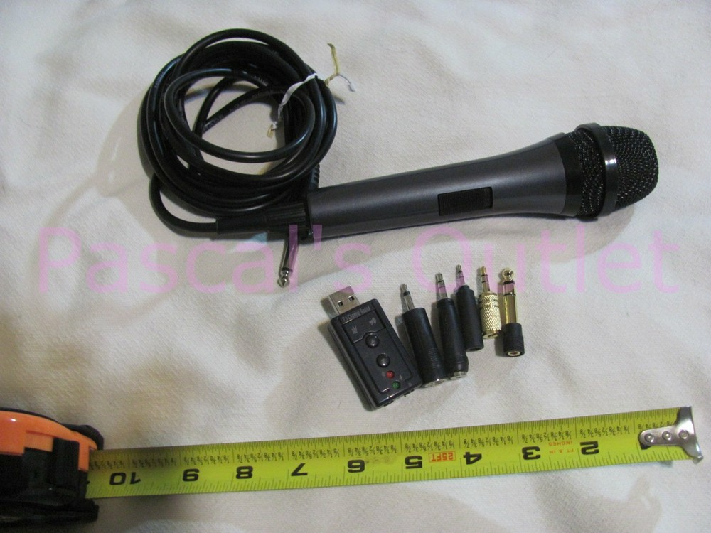 High Grade Low Noise 10-ft Wired Microphone ON-OFF Switch plus assorted Adapters
