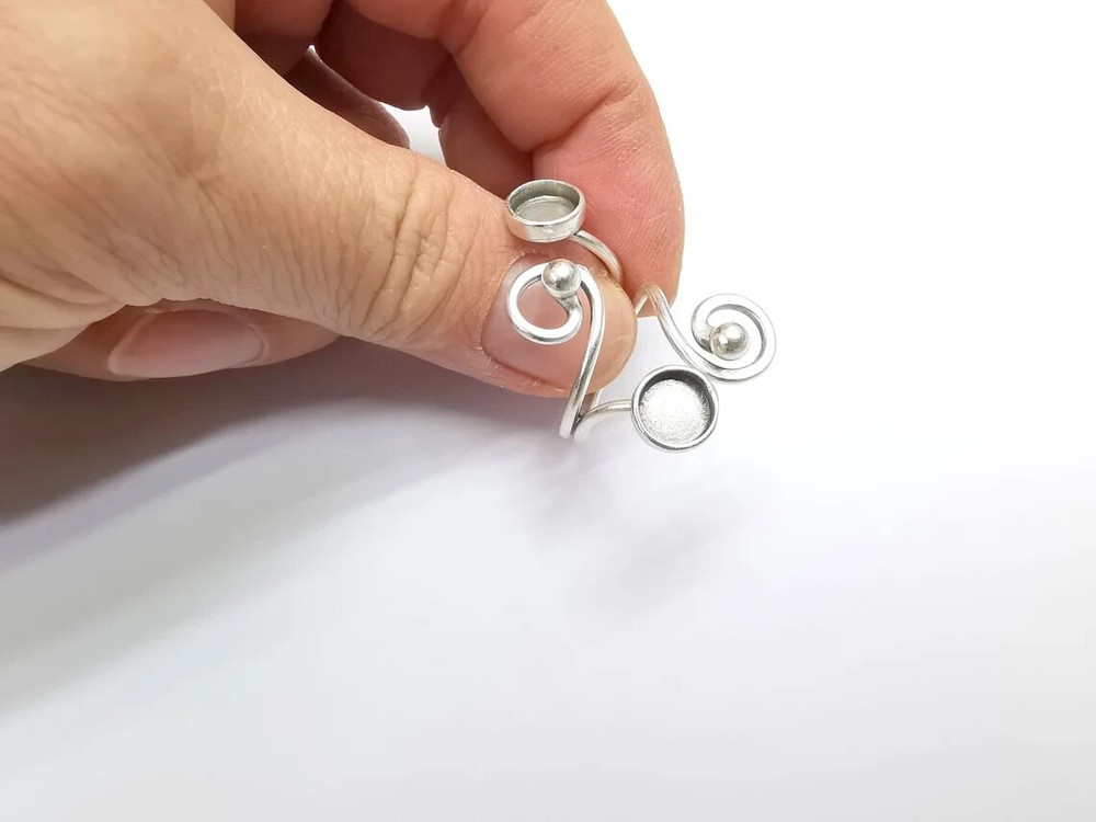 Ring Blank Setting, Cabochon Mounting, Adjustable Resin Ring Base Bezels