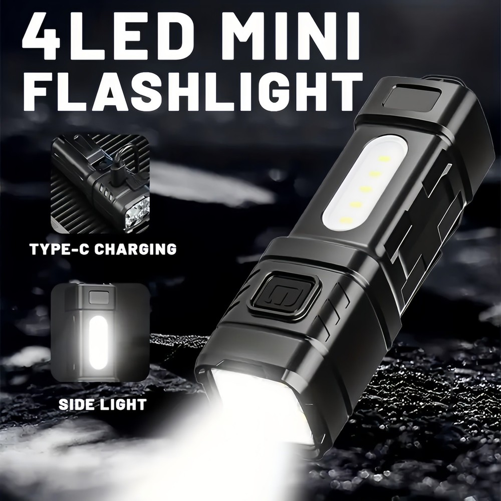 4 PACK Mini Flashlight Rechargeable LED Small Flashlight EDC Pocket Flashlights