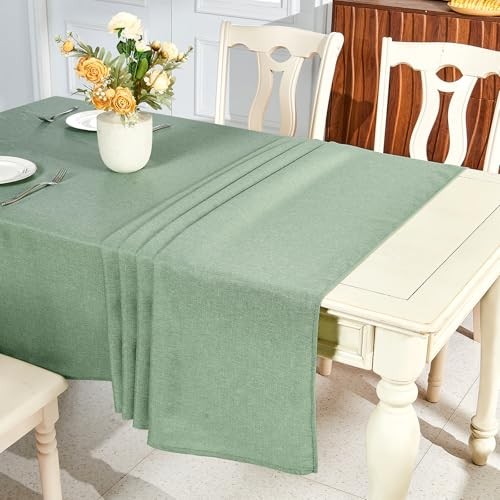 Textured Linen Table Cloth for Rectangle 84" x 60" (Rectangular) Sage Green