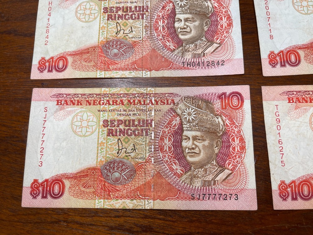 Early Malaysia 1 & 10 Ringgit 6 Banknotes Lot