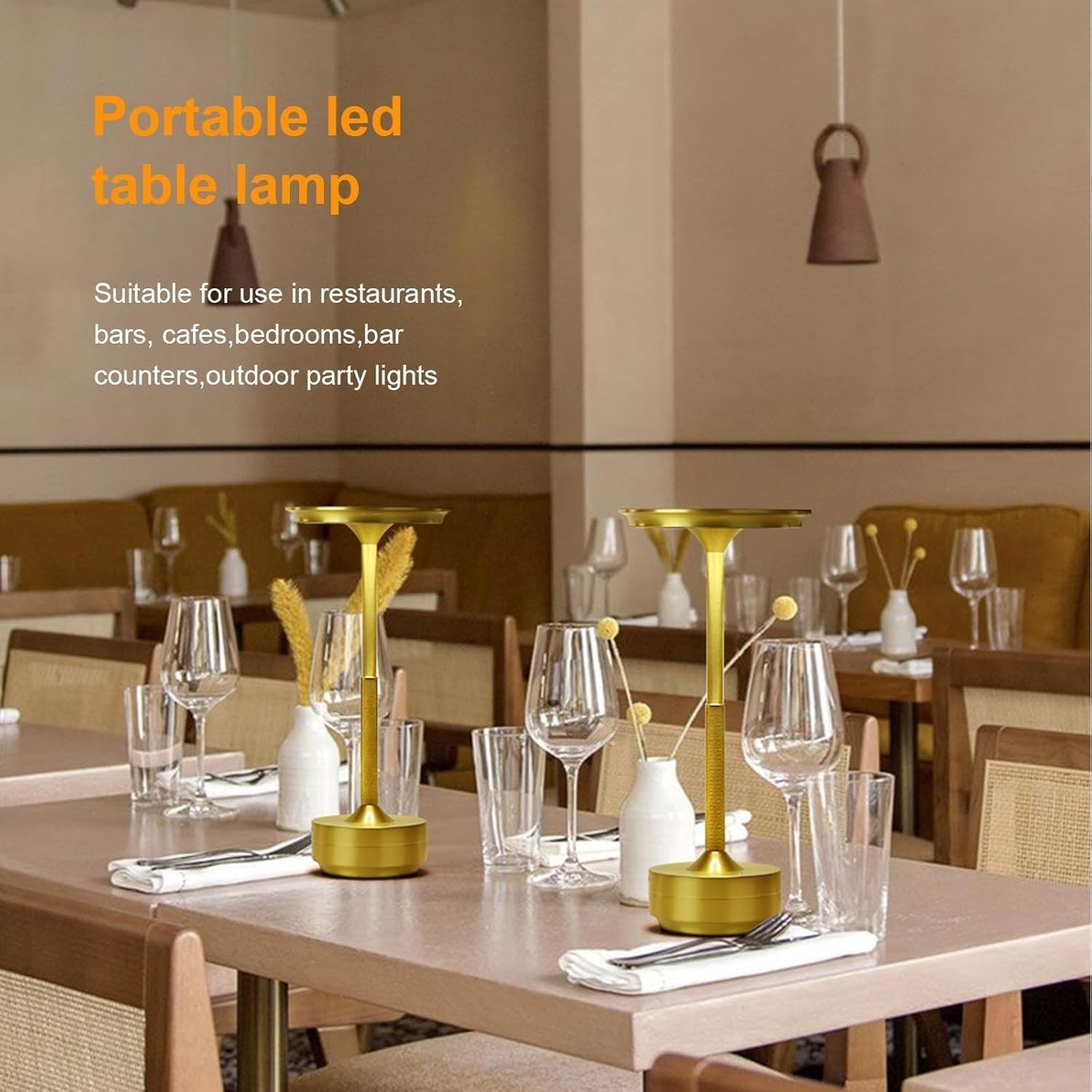 Cordless Table Lamp Dimmable 3-Color Dest Lamp Rechargeable LED Night Light