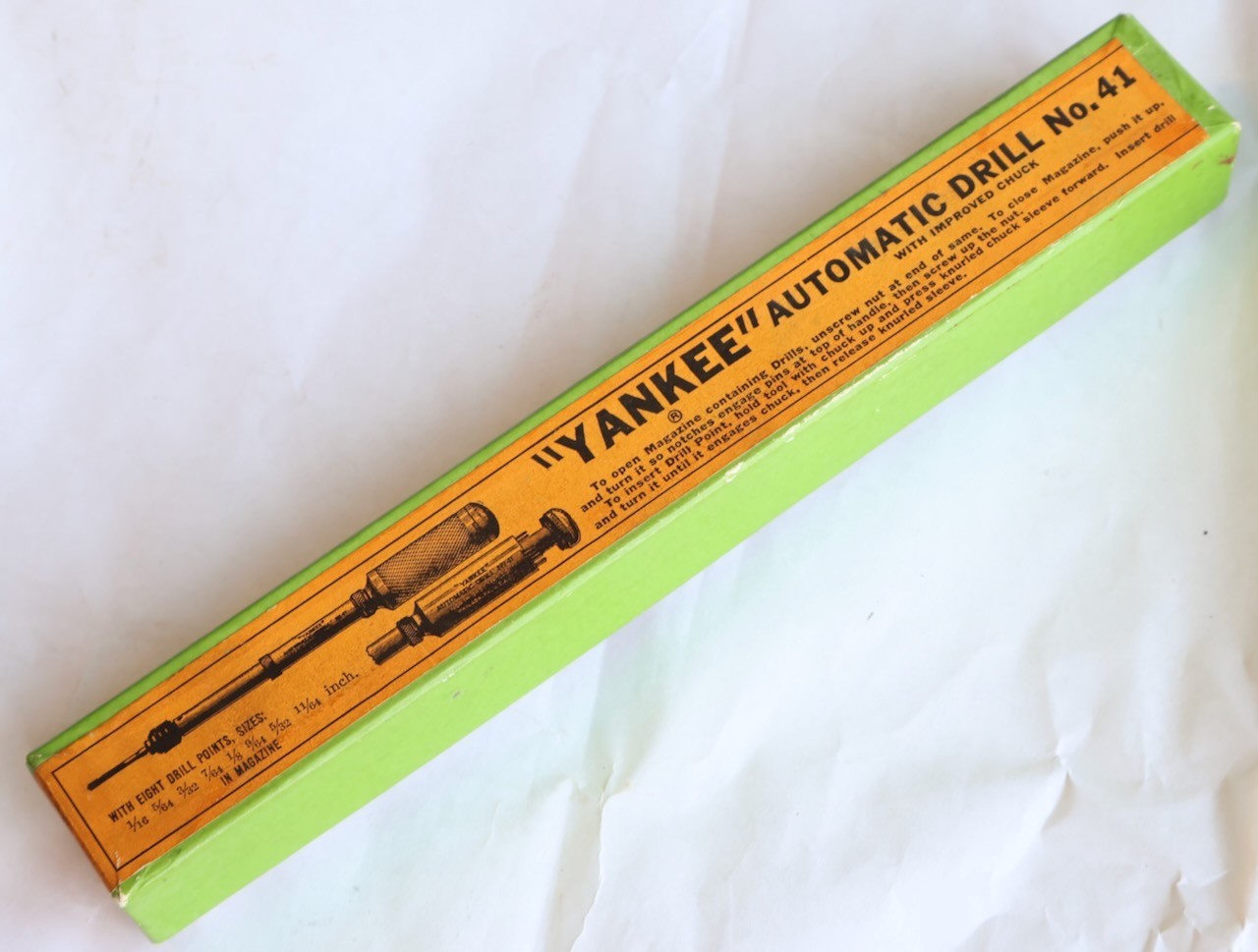 North Bros "YANKEE" No. 41 Push Drill + 8 Bits + Box + Insert / NOS / MT Tools