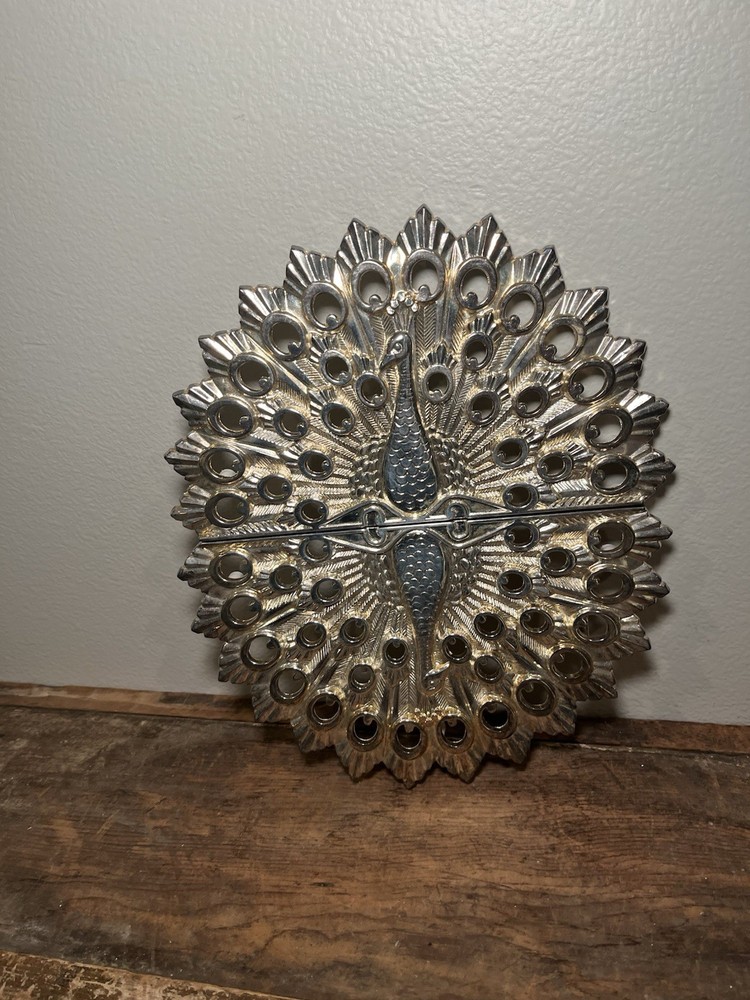 Art Deco Silverplated Zinc PEACOCK TRIVET Godinger, Expandable with Original Box