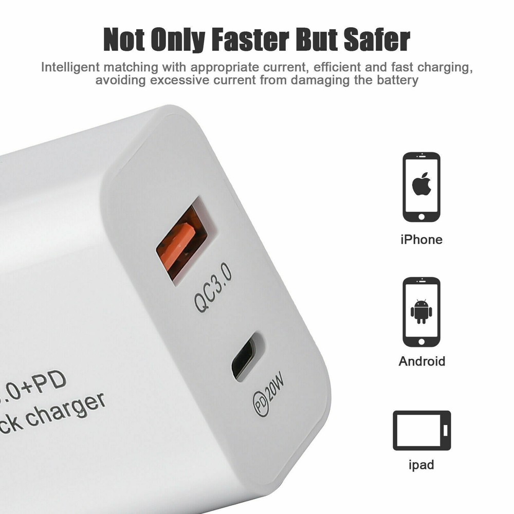 Lot 20W USB Type C Power Adapter Fast Charger Cube Block For iPhone iPad Android