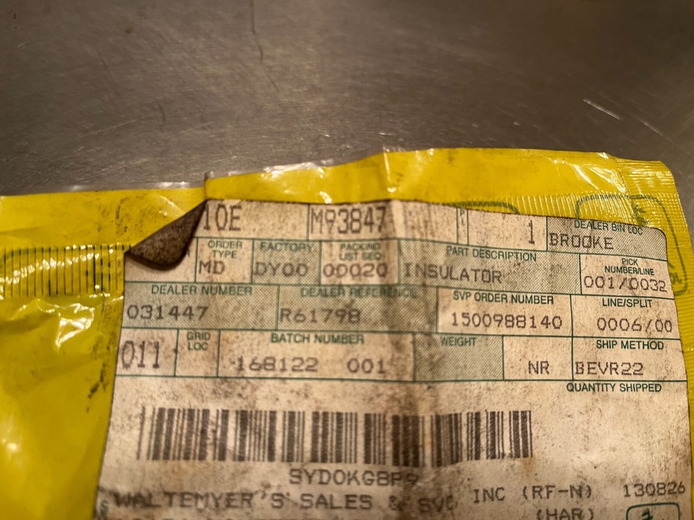 M93847 Genuine OEM John Deere INSULATOR