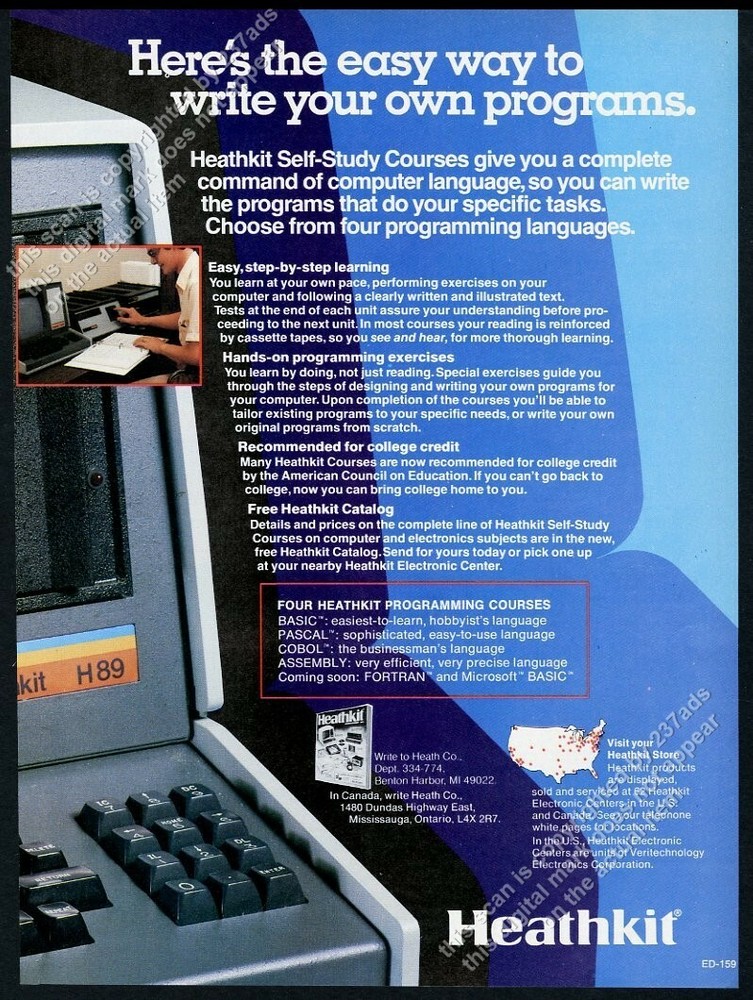1981 Heathkit H89 computer photo programming courses vintage print ad