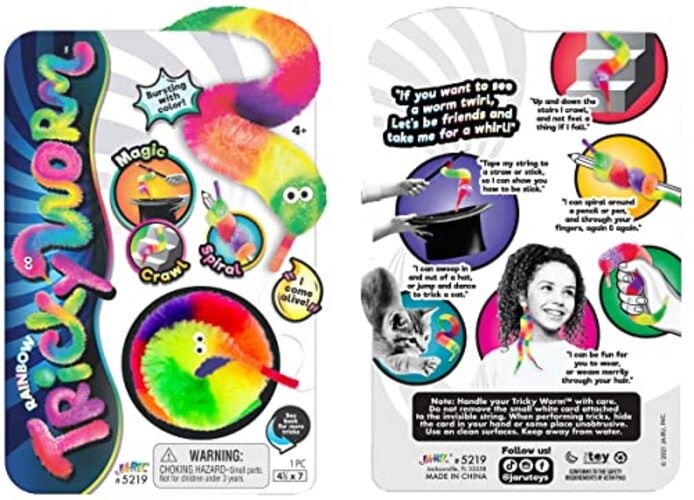 Fuzzy Worms on Strings on a String Magic Worms Fidget Toy (4 Assorted 4 Pack