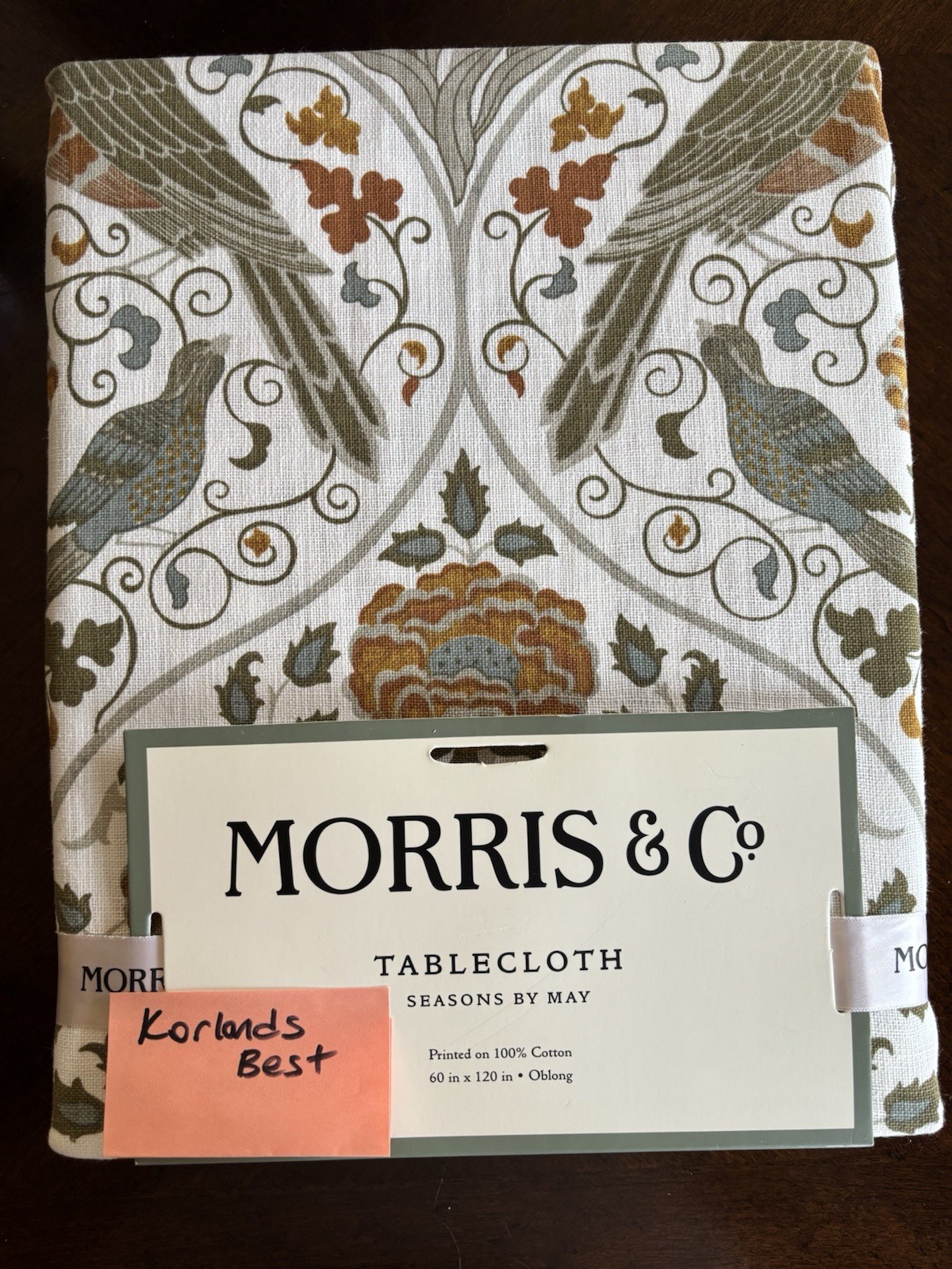 MORRIS & Co Seasons By May Floral Birds 60 x 120 Cotton Tablecloth New