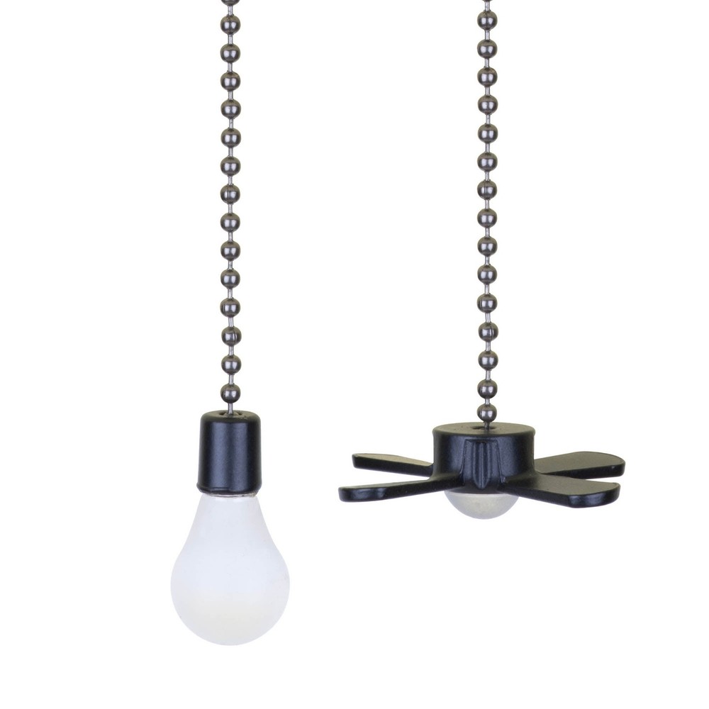 NEW TREND 7" Universal Matte Black Metal & Acrylic Ceiling Fan Pull Chains