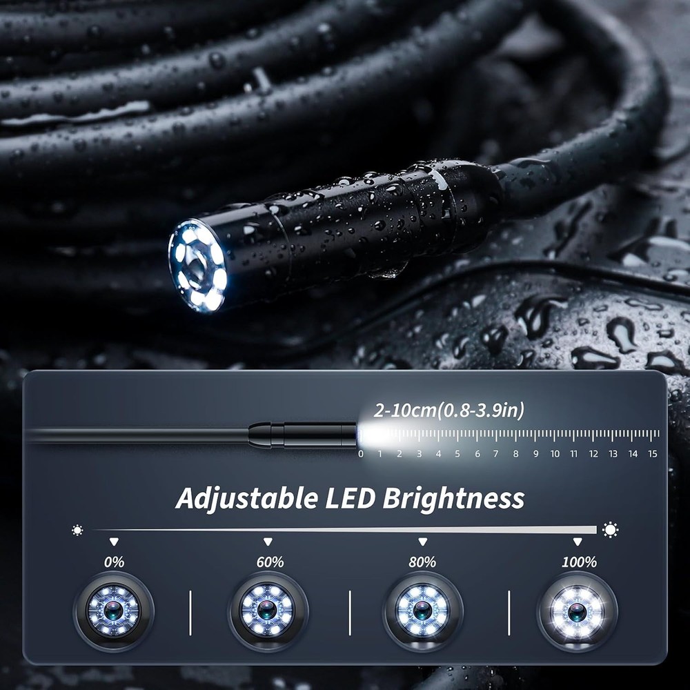 Endoscope Camera with Light 4.3in IPS Screen 1920P HD Waterproof Sewer Inspec...