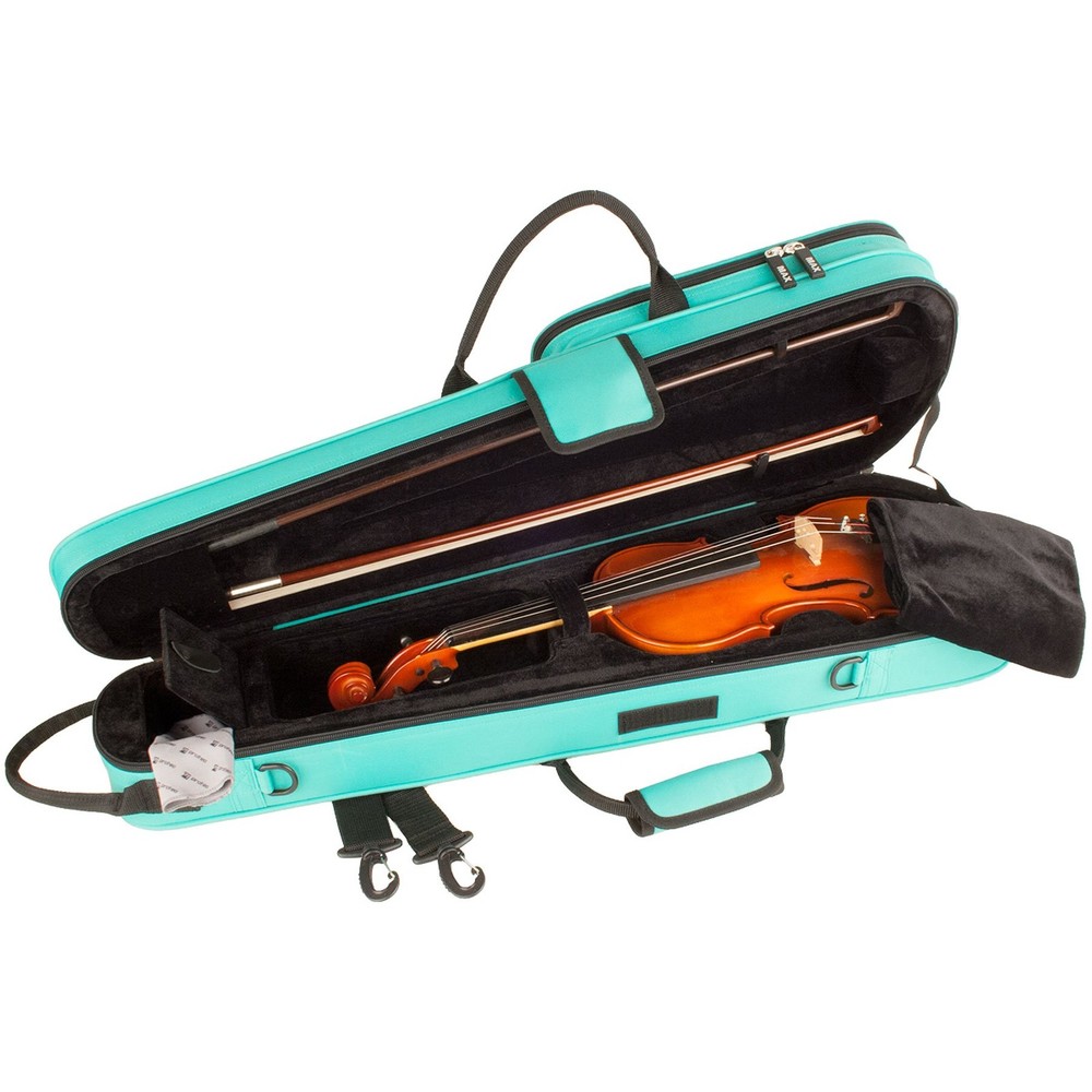 MAX Shaped Violin Case Lightweight EPS Foam Neck Support Padded Interior Back...