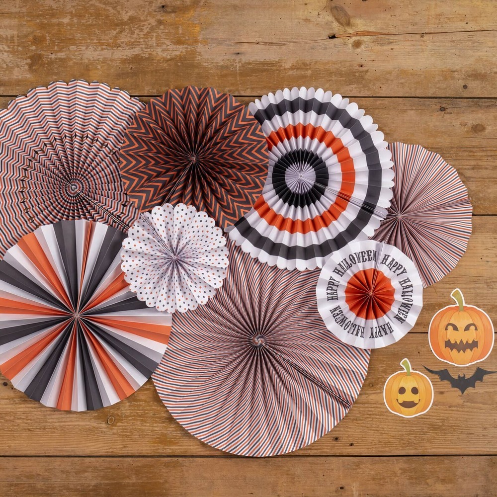 Halloween Paper Fans Set/8