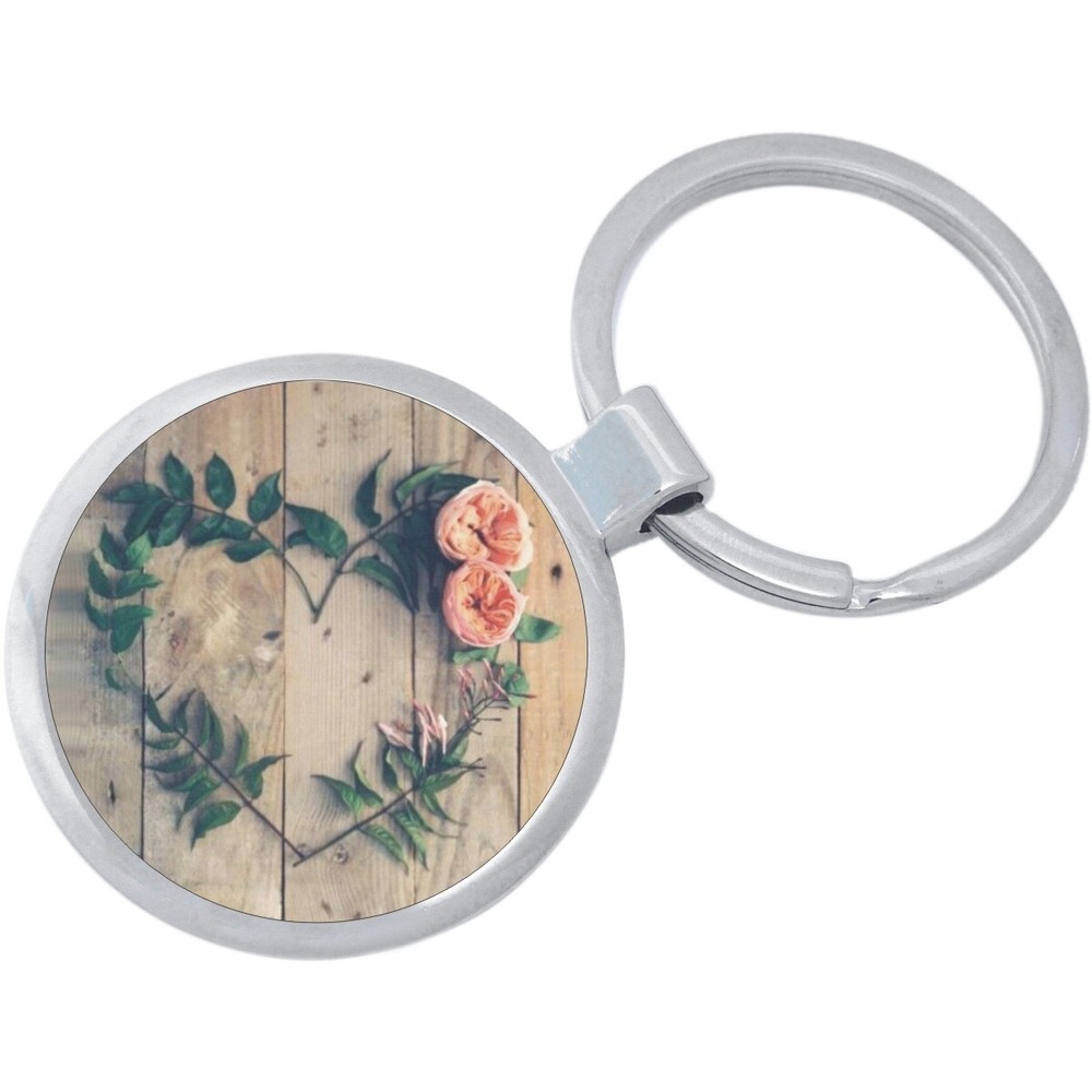 Flower Heart Keychain - Includes 1.25 Inch Loop for Keys or Backpack