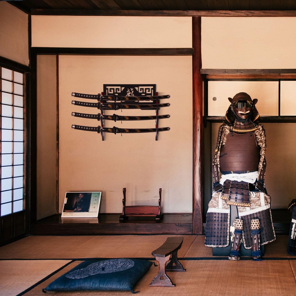 Katana Sword Wall Mount Holder Samurai Rack Black Display