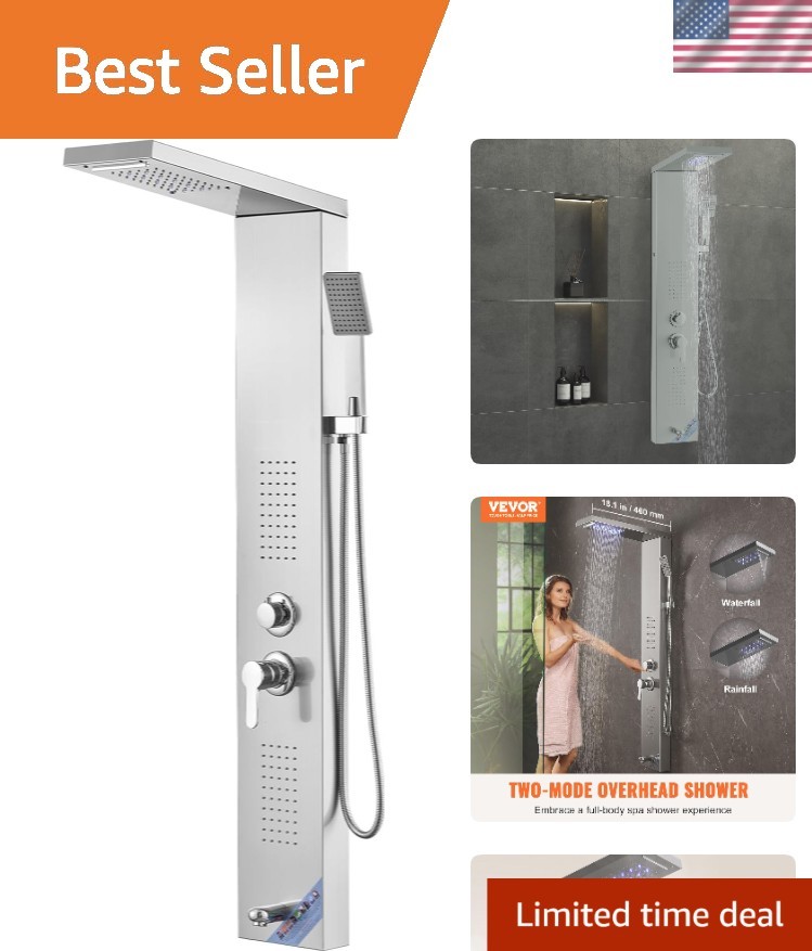 High-Performance Shower Panel with 5 Modes & Anti-Clog Nozzles - Easy Assembly