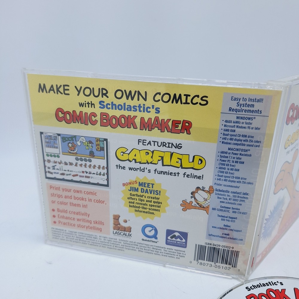 Comic Book Maker Featuring Garfield RARE Windows PC & Mac CD-ROM Video Game