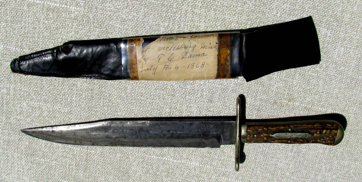 IXL 9 INCH STAG CIVIL WAR SIEGE OF VICKSBURG MISS. JULY 4,1863 BOWIE KNIFE