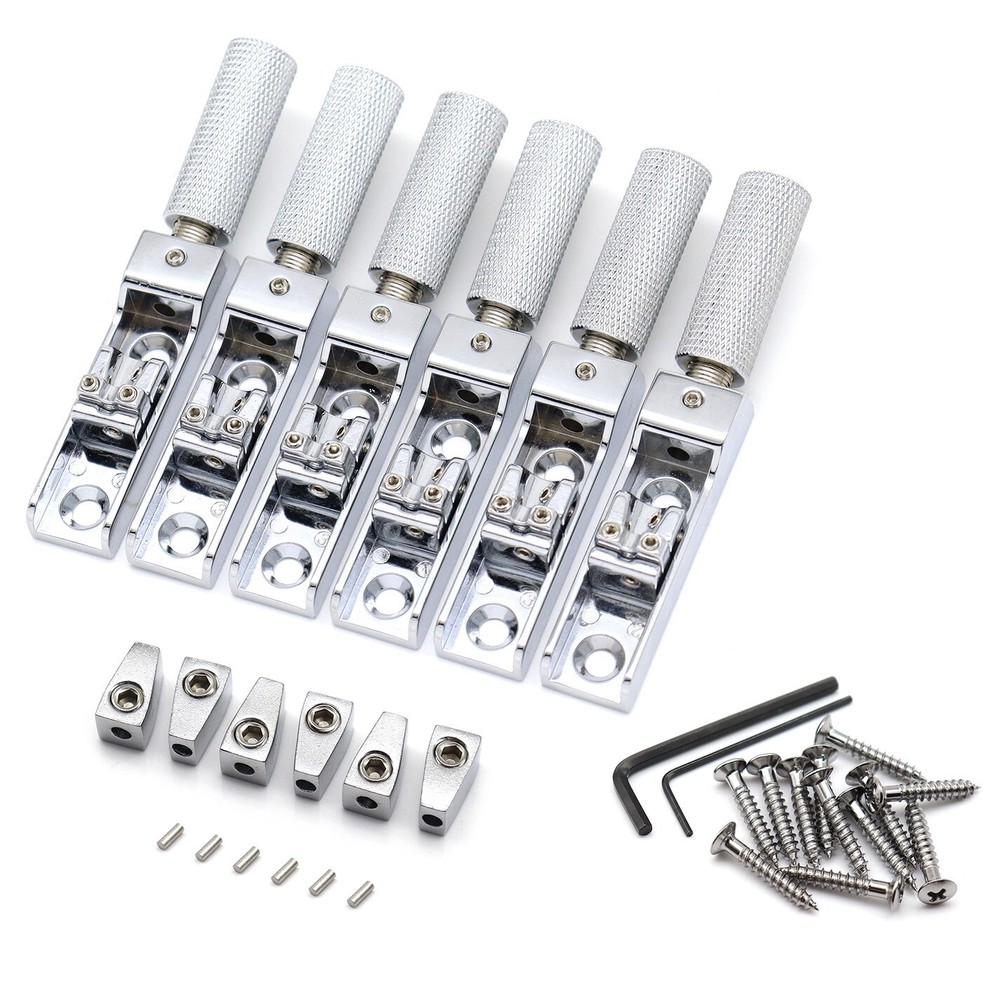6 String Single String Bass Bridge Headless Individual Bridges and Nuts Silver