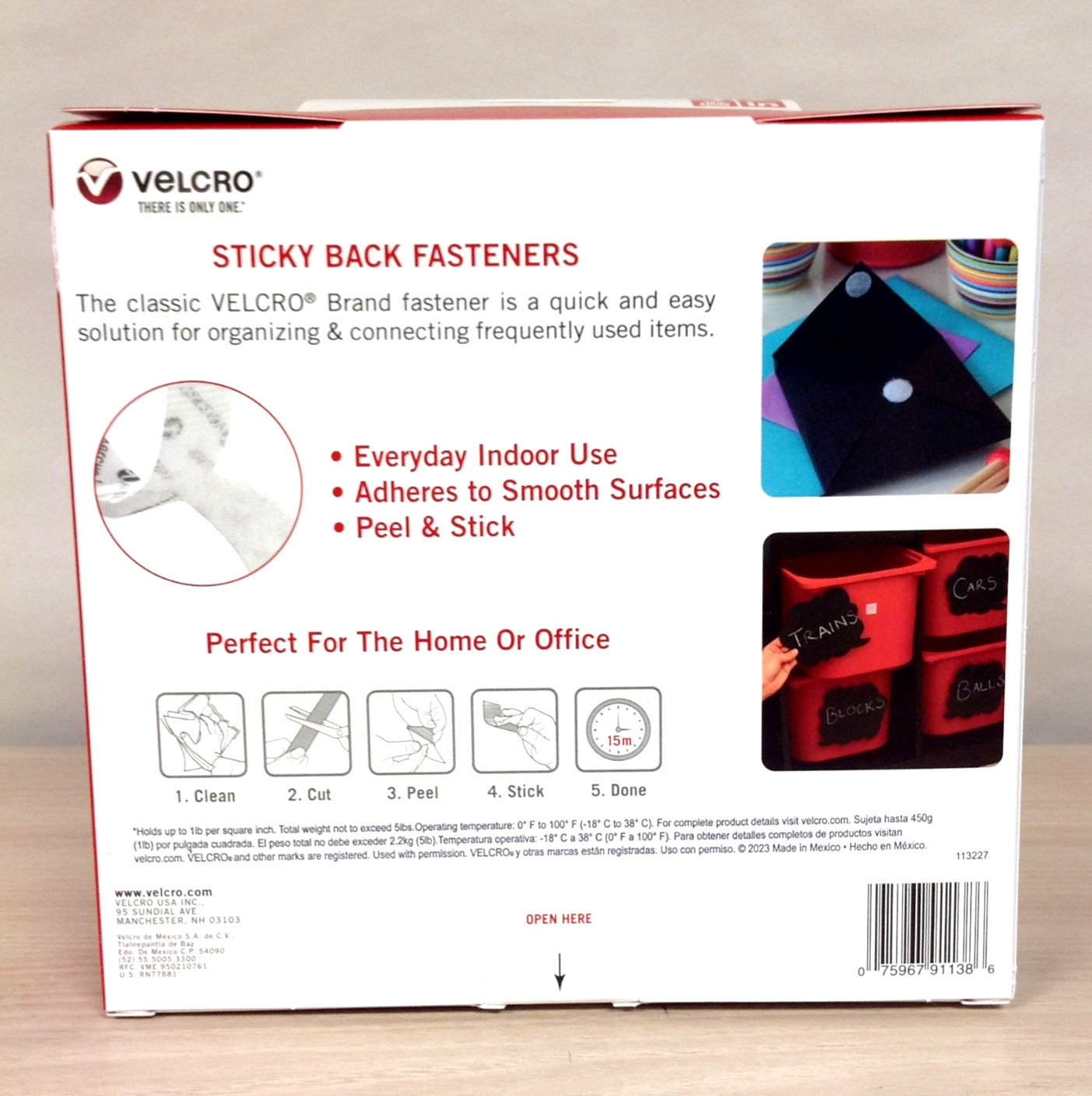 Velcro Brand 91138 Sticky-Back Hook and Loop Fasteners 3/4" X 30' Roll WHITE New