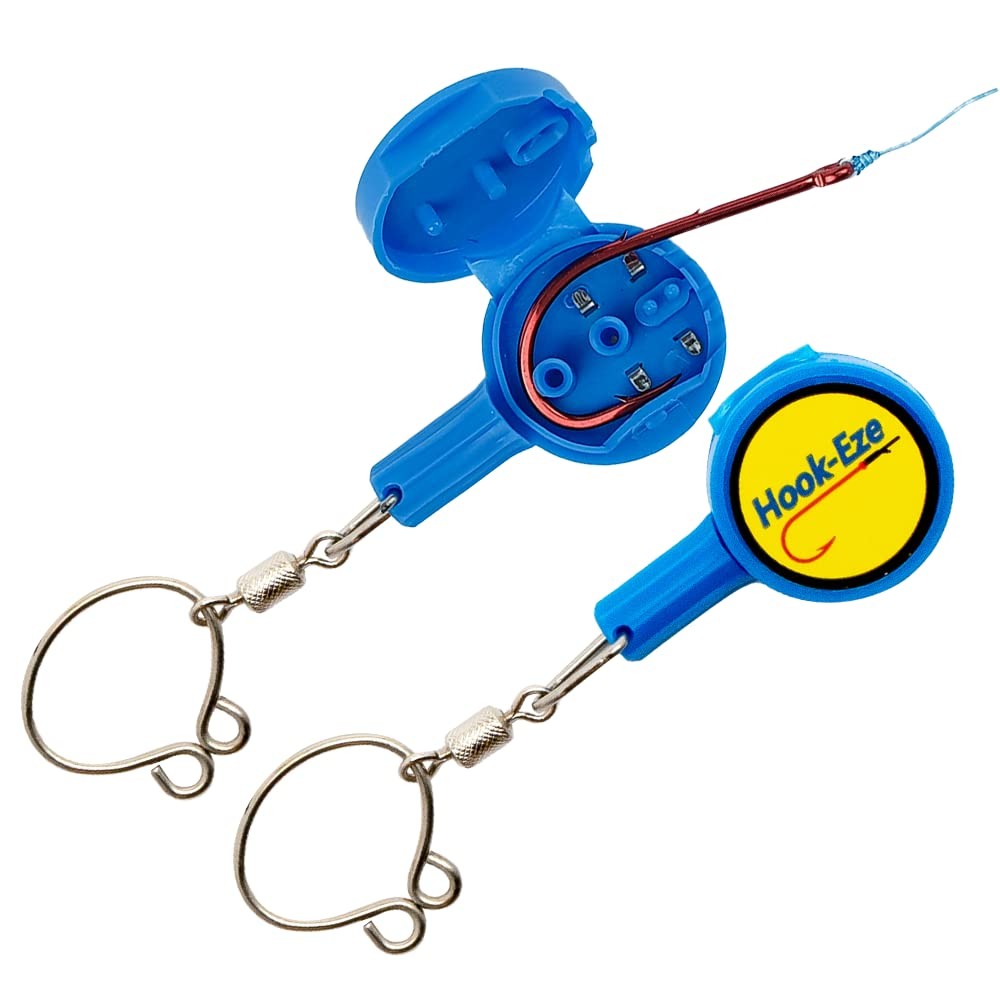 HOOK-EZE Fishing Knot Tying Tool | Protect from Fish Hooks | Standard, Blue Fish
