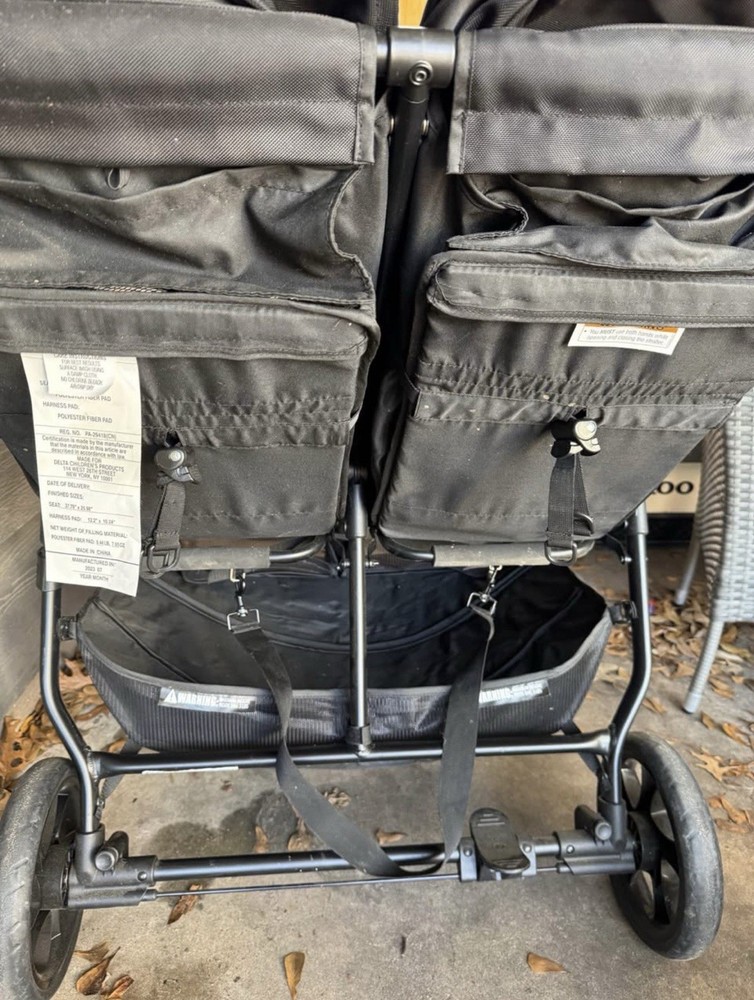 Jeep Double Stroller Black Gray Folding Five Point Harness Infant Toddler