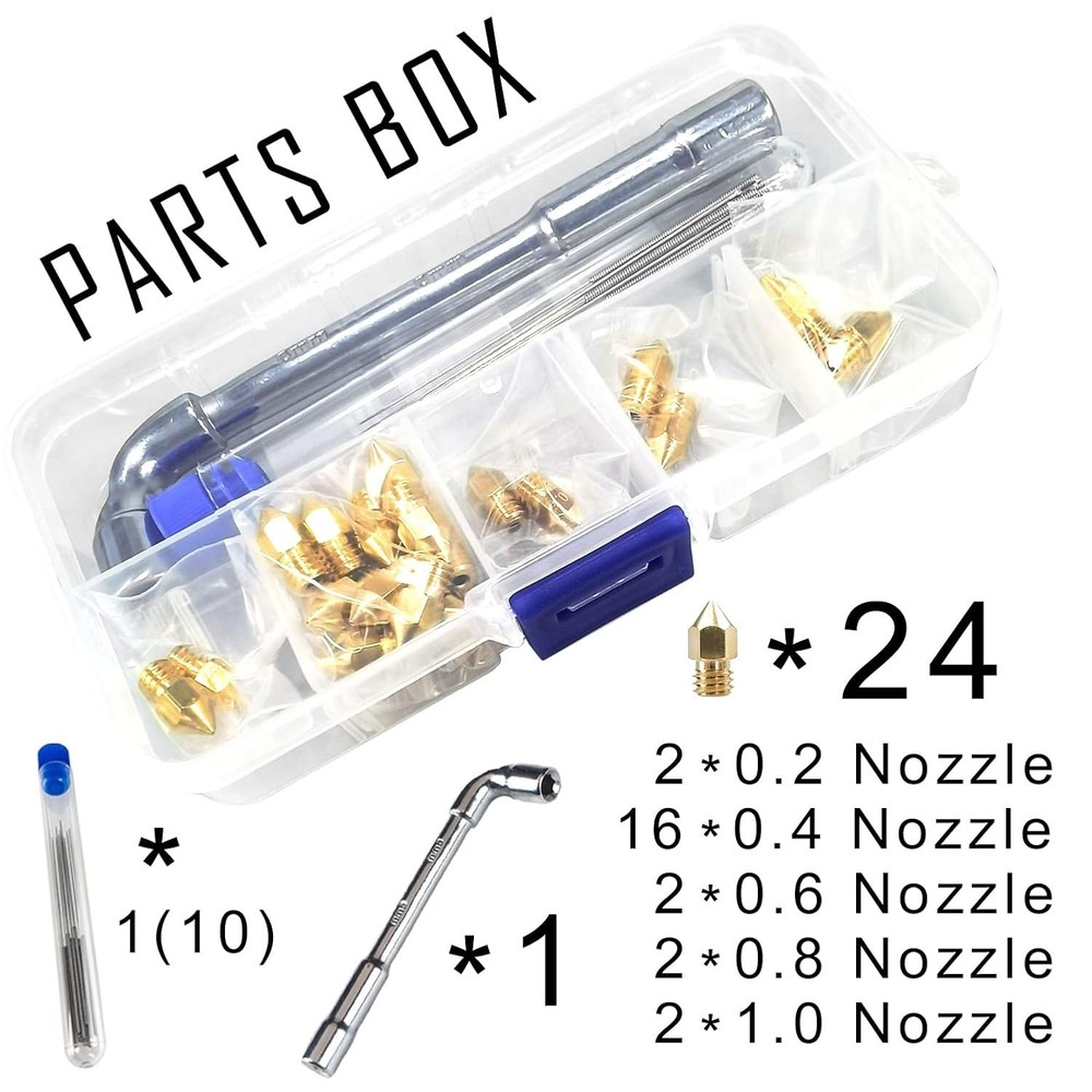 High Precision 24-Piece MK8 Nozzle Set - Smooth Feeding for 3D Printers