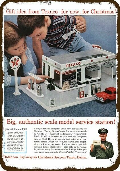 1960 TEXACO TOY SERVICE STATION Vintage-Look ***DECORATIVE REPLICA METAL SIGN***