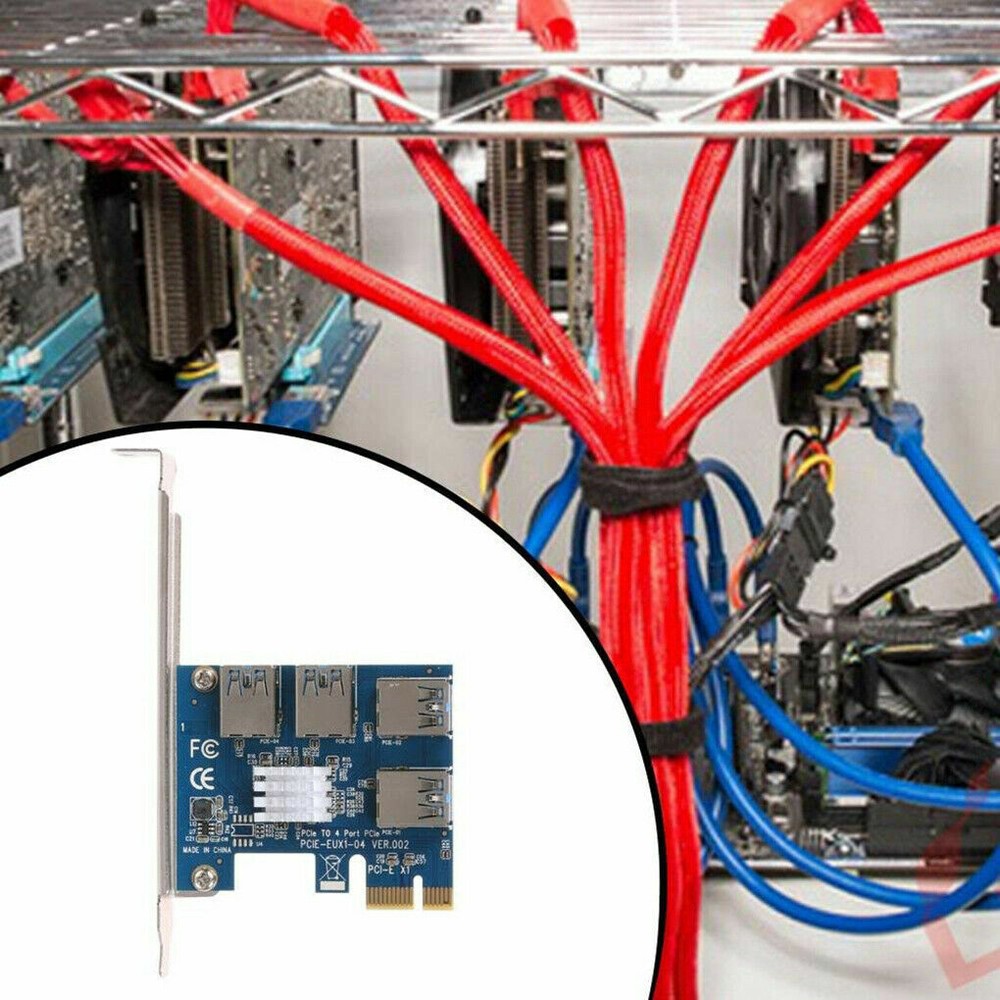 PCI-E to USB Adapter 4-port PCI-E X1 to USB 3.0 Riser Card Extender Board Mining