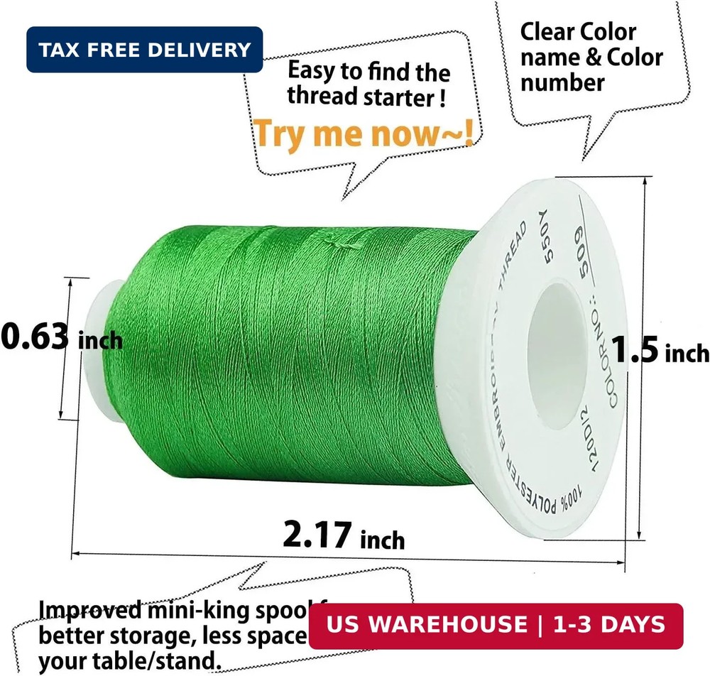 Simthread 63 Colors Polyester Compatible with Brother Embroidery Machine Thread