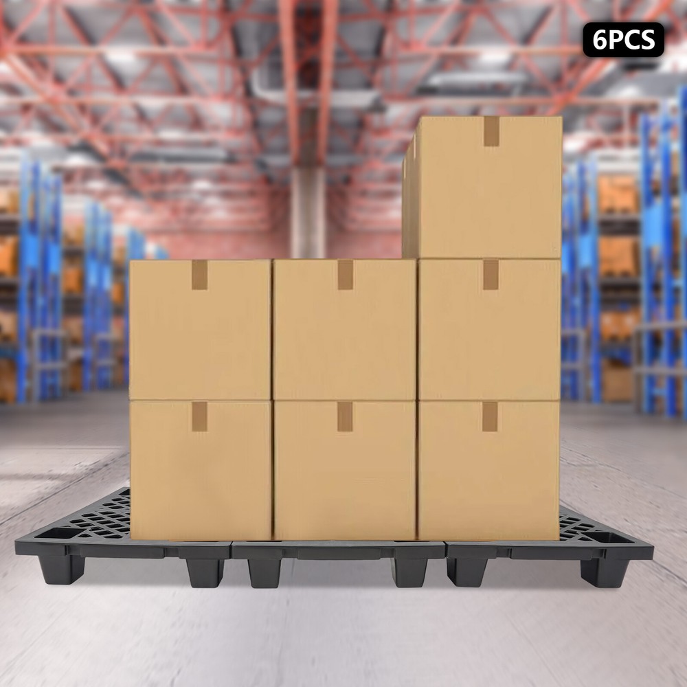 6pcs Plastic Pallets Interlocking Storage Stackable Anti-slip Loading Pallets US